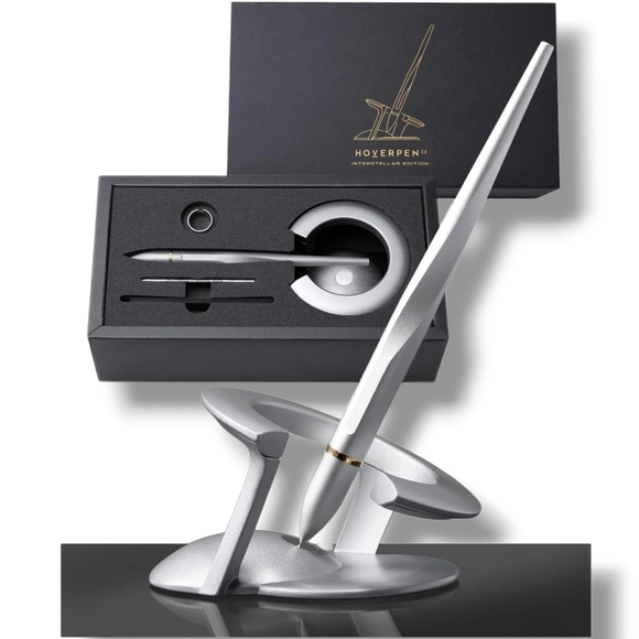 Hoverpen 2.0 Interstellar Edition Starlight Silver Ballpoint Pen Set with Stand - Picture 4 of 12